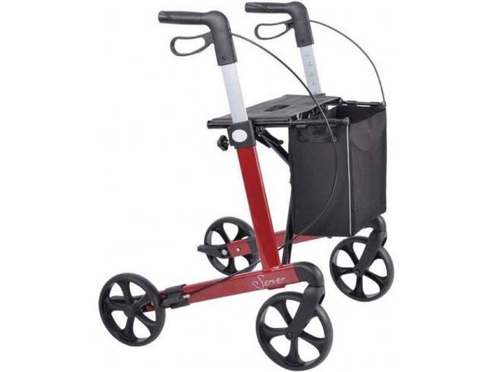Server Lichtgewicht Rollator Rood Medium - 7 kg - 150 kg draagvermogen - Opvouwbaar