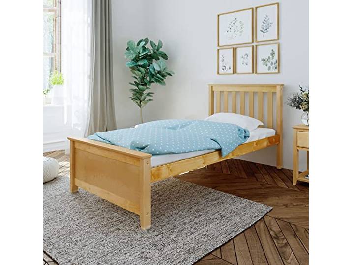 Max & Lily Bett 90x200cm inklusive Lattenrost, Kinderbett mit Stauraum unter dem Bett, Bettgestell mit Kopfteil, Holzbett aus neuseeländischem Kieferholz, natur