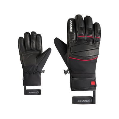 Skihandschuhe ZIENER "GOMIN-Z AQUASHIELD", Herren, Gr. 8,5, schwarz (schwarz. rot), Materialmix, Handschuhe, wasserdicht, winddicht, atmungsaktiv, Lederinnenhand