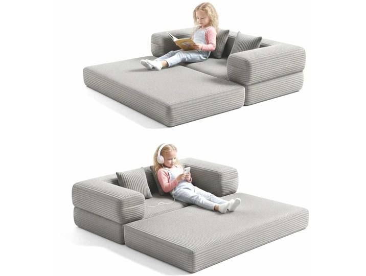 Bettsofa Kid Hellgrau Leinenstoff B 140 T 70 cm - Bettsofa