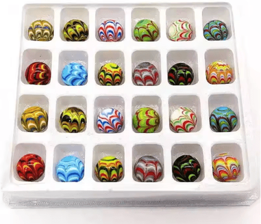 Inspire Picks Feather Design 16 Mm Handmade Glass Marbles Decorative Game & Home Accent Balls multi colored about 1.6cm