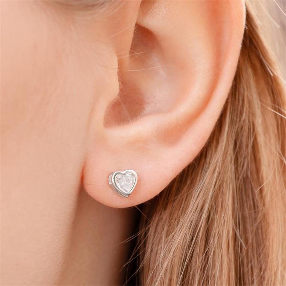 Unique 925 Sterling Silber Herzohrstecker silber