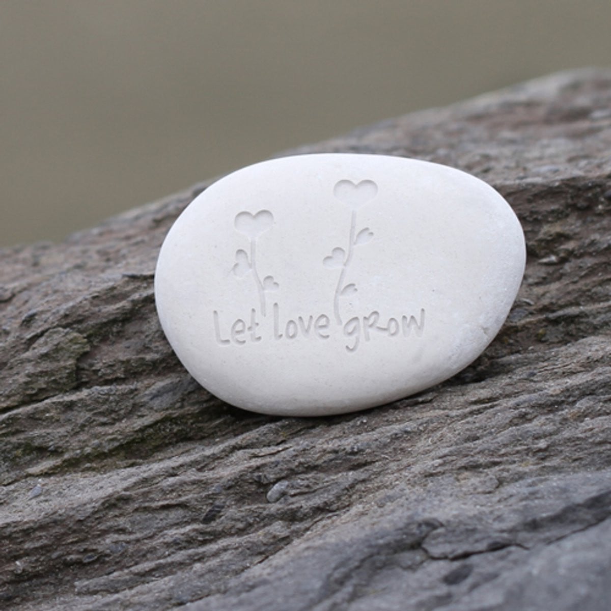 Wenssteen Let love grow decoratie voor op tafel