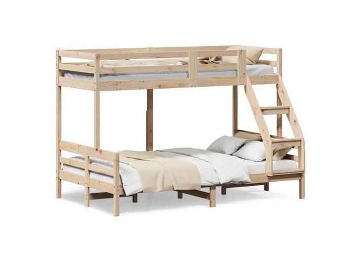 furnicato Bett Etagenbett Massivholz 207 x 125,5 x 145 cm (1-tlg), Sicheres Hochbett mit Leitplanken für begrenzte Platzverhältnisse