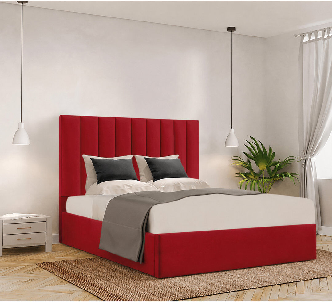 Brayden Studio Besar Upholstered Ottoman Storage Bed Red Double (4'6)