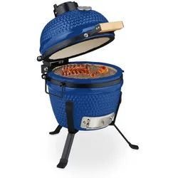 Relaxdays Kamado Grill aus Keramik Blau,Schwarz