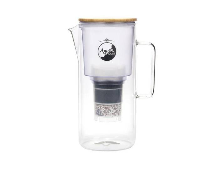 AcalaQuell Wasserfilter Kannenfilter aus Glas - Silizia, inkl. 1x Mikroschwamm und 1x Filterkartusche