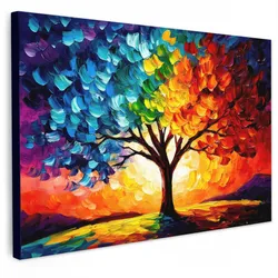 LEINWANDBILD Baum - Kunst - Natur - Sonnenuntergang Deko Schlafzimmer 30x20 cm