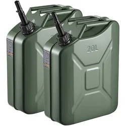 VEVOR Kraftstoffkanister, 20 L, Benzinkanister mit Ausguss & Komfortgriff, max. Durchflussrate 6 l/min, Metall-Benzintank für die meisten Autos, Motorräder, ATVs & UTVs, grün, 2er-Pack