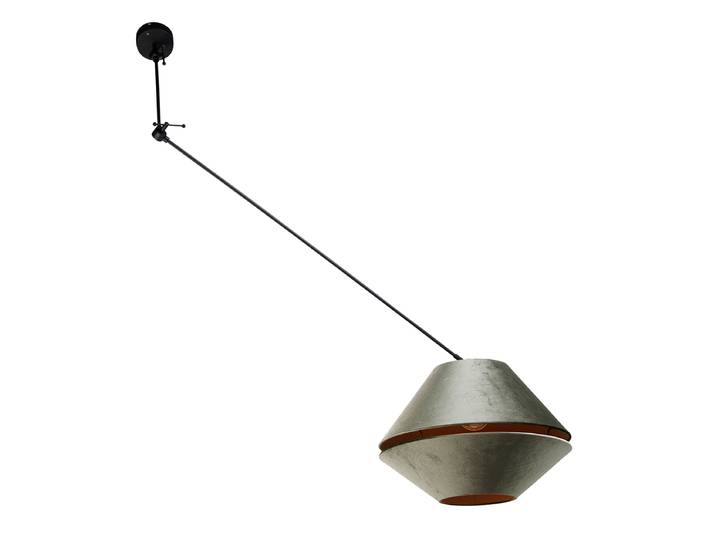 Hanglamp zwart met dubbele velours lampenkap groen met gouden