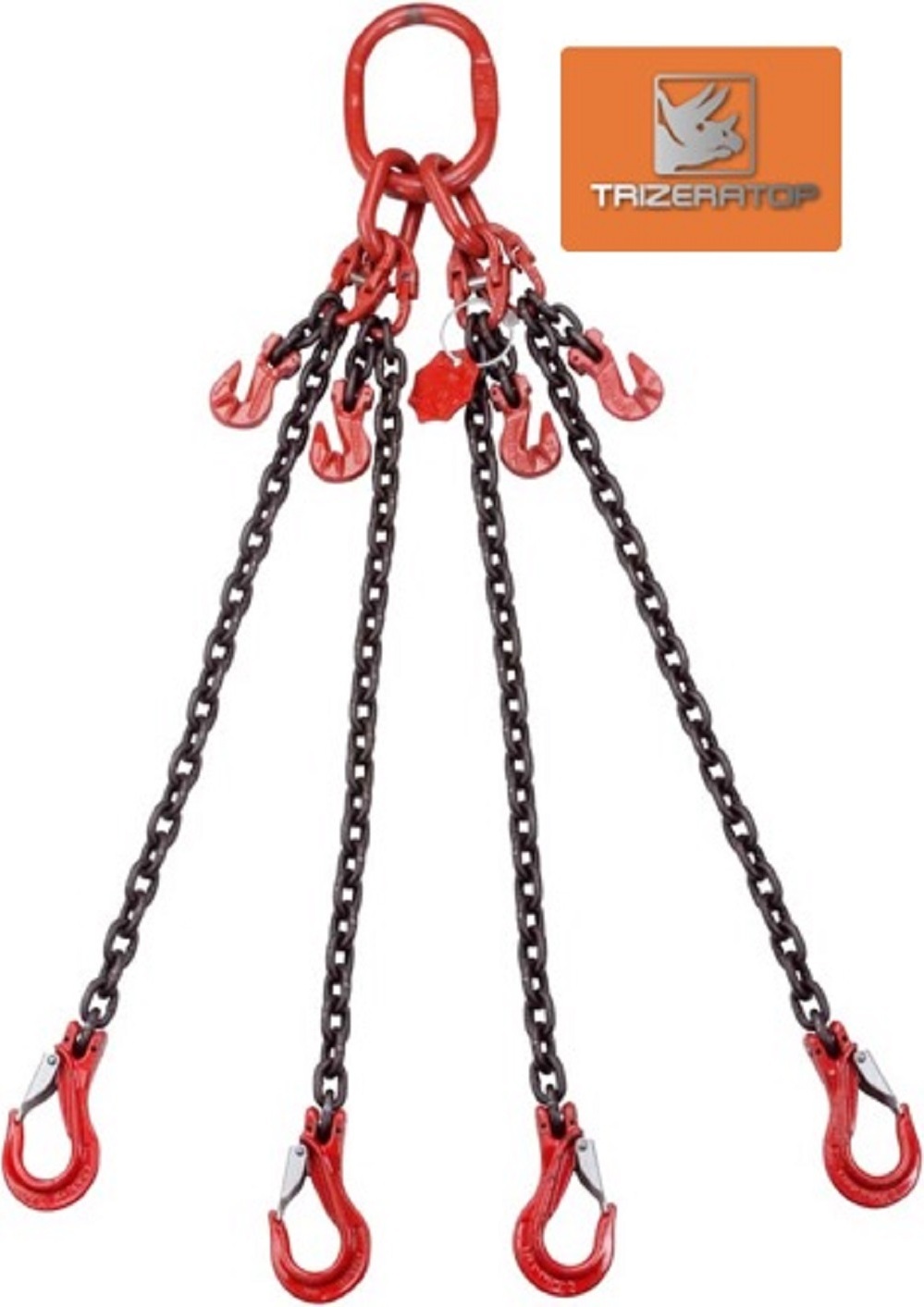 Kettengehänge 4 Strang 13mm Kette mit Gabelkopfhaken Tragkraft 11200 kg 3,0 m mit Kettenkürzer