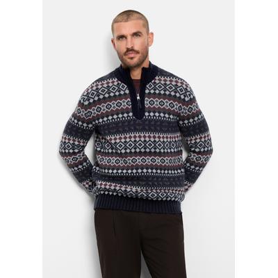 Troyer OLYMP "OLYMP Casual Strick, Troyer", Herren, Gr. S, blau (marine), 49% Baumwolle, 40% Wolle, 11% Polyamid, Pullover Troyer