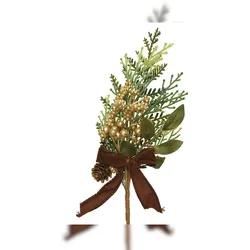 Christmas Decorations Künstliche Tannenzweige 25cm Dekozweige Kunstzweige Spritzguss Beeren Schleife