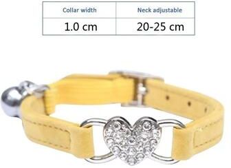 Uplift Essentials Elegant Rhinestone Heart Breakaway Cat Collar With Safety Bell yellow