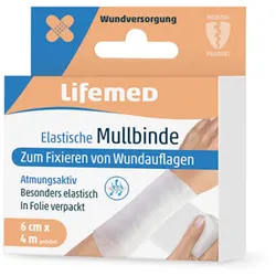 Lifemed Elastische Mullbinde 4 m x 6 cm weiß 144 Stück