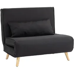 SCHLAFSESSEL, 2-in-1 Schlafsofa mit Bettfunktion, Zierkissen bis 120 kg Schwarz