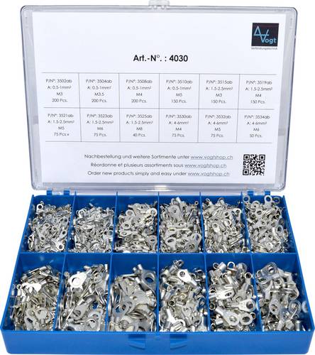 Vogt Verbindungstechnik 4030 Ringkabelschuh-Sortiment 0.50mm² 6mm² Silber 1440St.