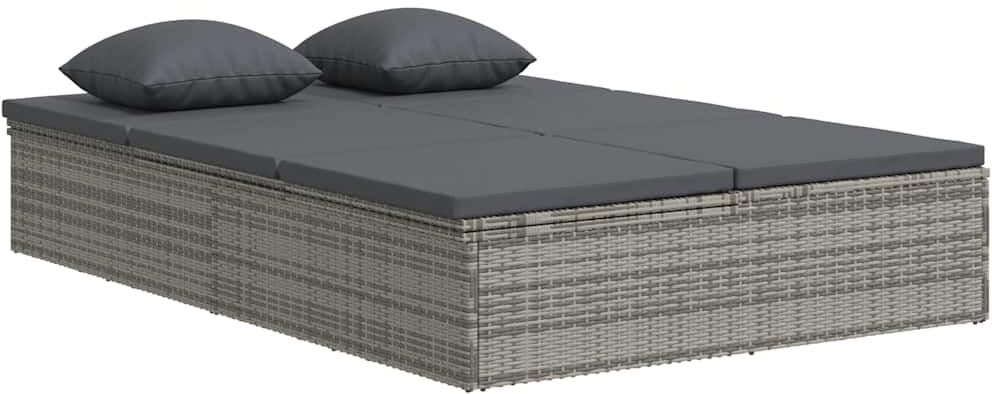 vidaXL Transat convertible avec coussin Résine tressée Gris foncé