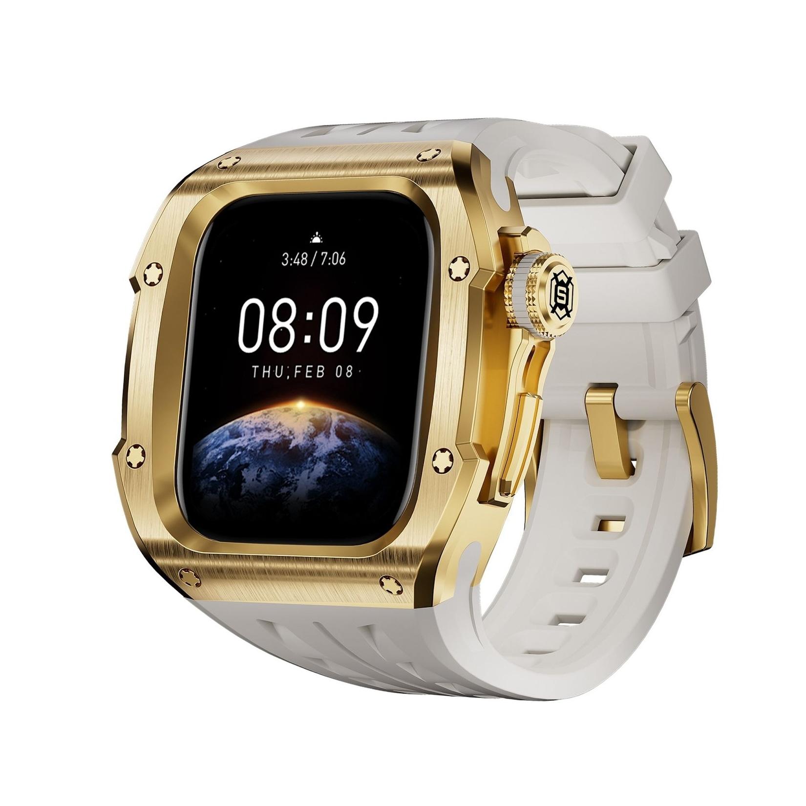 Für Apple Watch Series 10 46mm Hochwertiges Silikon Arm Band mit Metall Gehäuse
