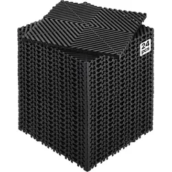 VEVOR ineinandergreifende Drainagematte Duschmatte 31 x 31 cm modulares ineinandergreifende Bodenmatten, 24 STK. Spleiß-Drainagematten, rutschfeste Drainage-Bodenfliesen, für Garage Garten Schwarz