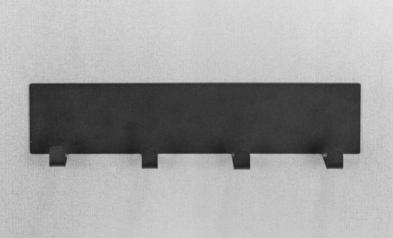 Hakenleiste WENKO "Modell Ima", schwarz, B:30cm H:6,5cm T:2cm, Metall, Hakenleisten, Hakenleiste, magnetisch, mit 4 Haken für Spültücher und Grillzubehör, ohne Bohren schwarz B/H/T: 30cm x 6,5cm x 2cm