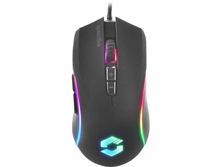 Speedlink ZAVOS Gaming Mouse – 8000 DPI, meerkleurige verlichting RGB, 5 knoppen en 2 dpi-schakelaar, bekabeld USB, zwart