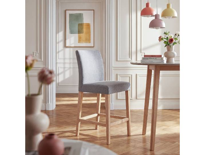 HABITAT - Tabouret mi-haut de bar en tissu - Gris - Eleonora