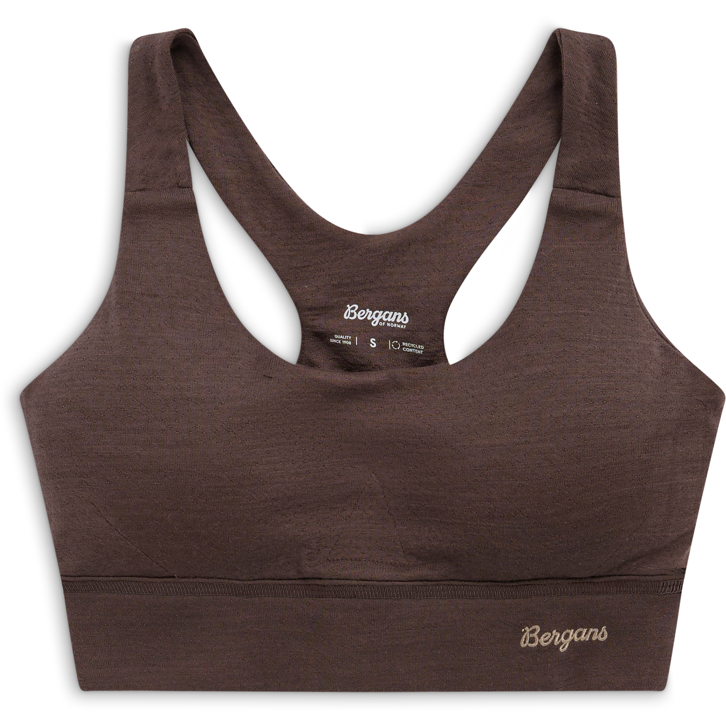 Bergans Vega Light Support Wool Sport BH Damen Sport-BHs braun Größe XL Widerstandsfähig Merinowolle