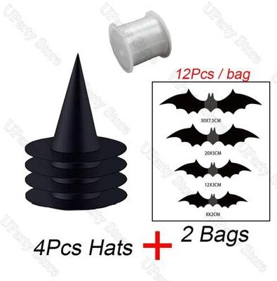 Uplift Picks Floating Black Witch Hat Halloween Decorations mixed A (6 Pcs)