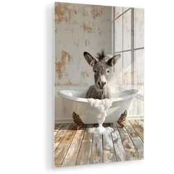 ACRYLGLASBILD Esel - Tiere - Badewanne - Schaumstoff 80x120 cm