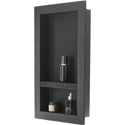 VEVOR Duschnische, 10,16x40,64x71,12 cm, Wandnische mit beweglichem Trennregal, Seifen- & Shampoo-Aufbewahrungs-Organizer, versiegeltes Design, schwarz für Badezimmerdusche