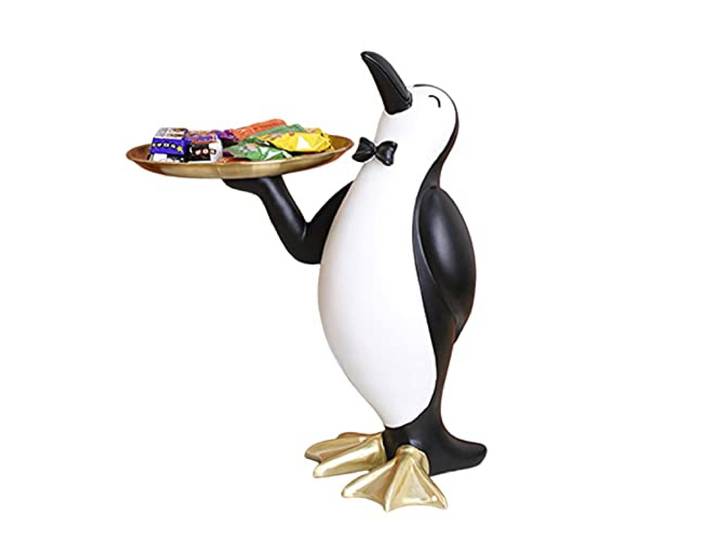 YQLKD Dekorative Skulpturorganizer Tablett Schlüsselaufbewahrungsbox Pinguin Figur Dekor Statue