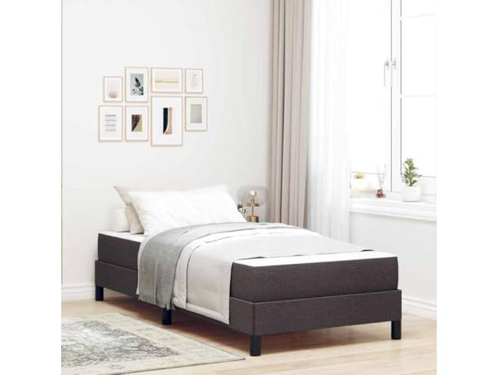 Atmungsaktiver Stoff Holzwerkstoff Minimalistisch Elegant 90 x 190 cm Braun Boxspringbett mit Matratze Dunkelbraun 90x190 cm Stoff Bett mit Lattenrost Einzelbett Taschenfederkern Schlafzimmer Möbel