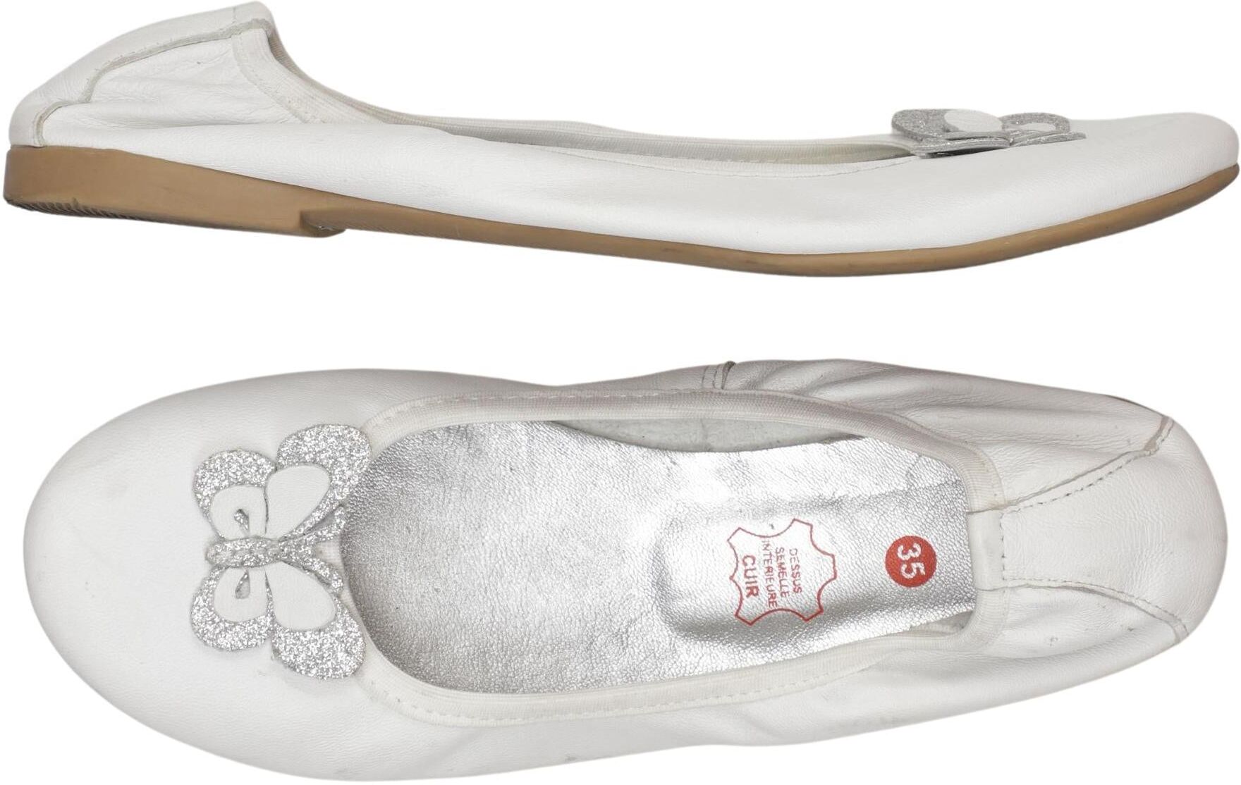 NAF NAF Damen Ballerina, Weiß, Gr. EU 35, Leder - Second Hand
