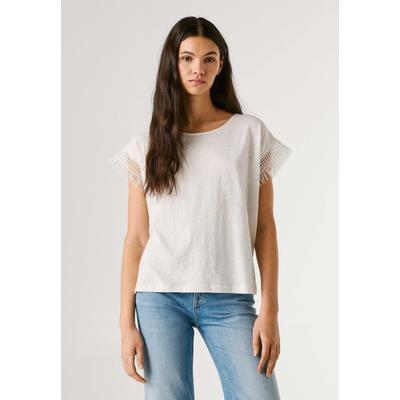 T-Shirt PEPE JEANS "basic t-shirt NAIN", Damen, Gr. M, weiß, 100% Baumwolle, Shirts T-Shirt