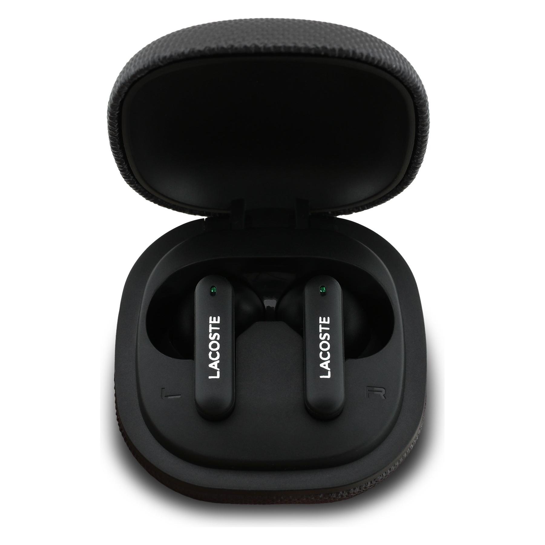 Lacoste Iconic Petit Pique TWS Bluetooth-Kopfhörer mit hochwertiger Geräuschunterdrückung (ANC, 6 h, Kabellos) (LCTWSTP103PLAK)