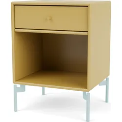 Dream Nachtschrank senffarbig auf hellblauen Beinen