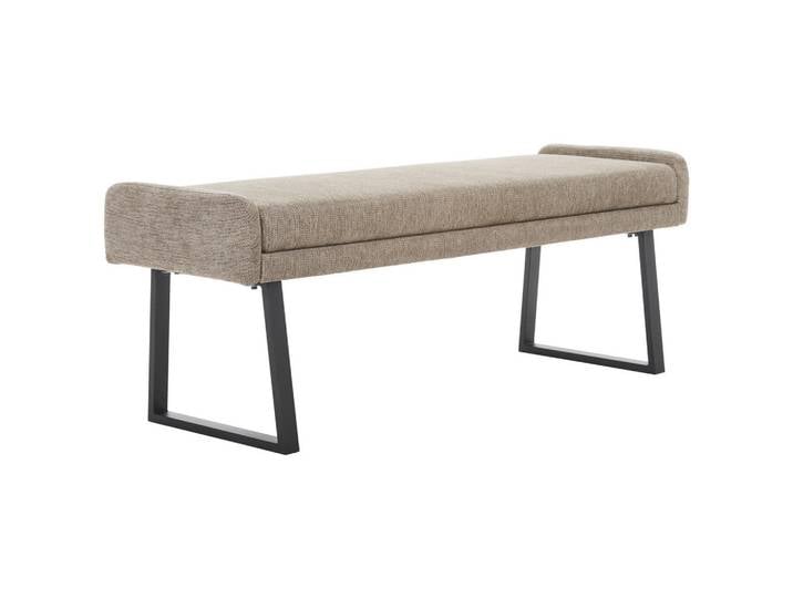 Novel Hockerbank, Schwarz, Taupe, Metall, 3-Sitzer, 160x49x49 cm, Stoffauswahl, Typenauswahl, in verschiedenen Größen erhältlich,