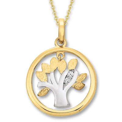 Kette mit Anhänger ONE ELEMENT "Zirkonia Lebensbaum Anhänger aus 333 Gelbgold", gold, Halsketten, Damen, Gelbgold 333, Symbolische Note – harmonisch gestaltet mit Liebe zum Detail