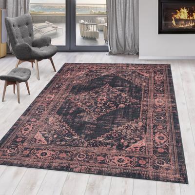 Teppich AYYILDIZ TEPPICHE "FIESTA 4301 , auch als Läufer", rot, B:140cm H:6mm L:200cm, Polyester, Teppiche, Teppich, pflegeleichtes Flachgewebe, moderner Vintage, Orient Optik