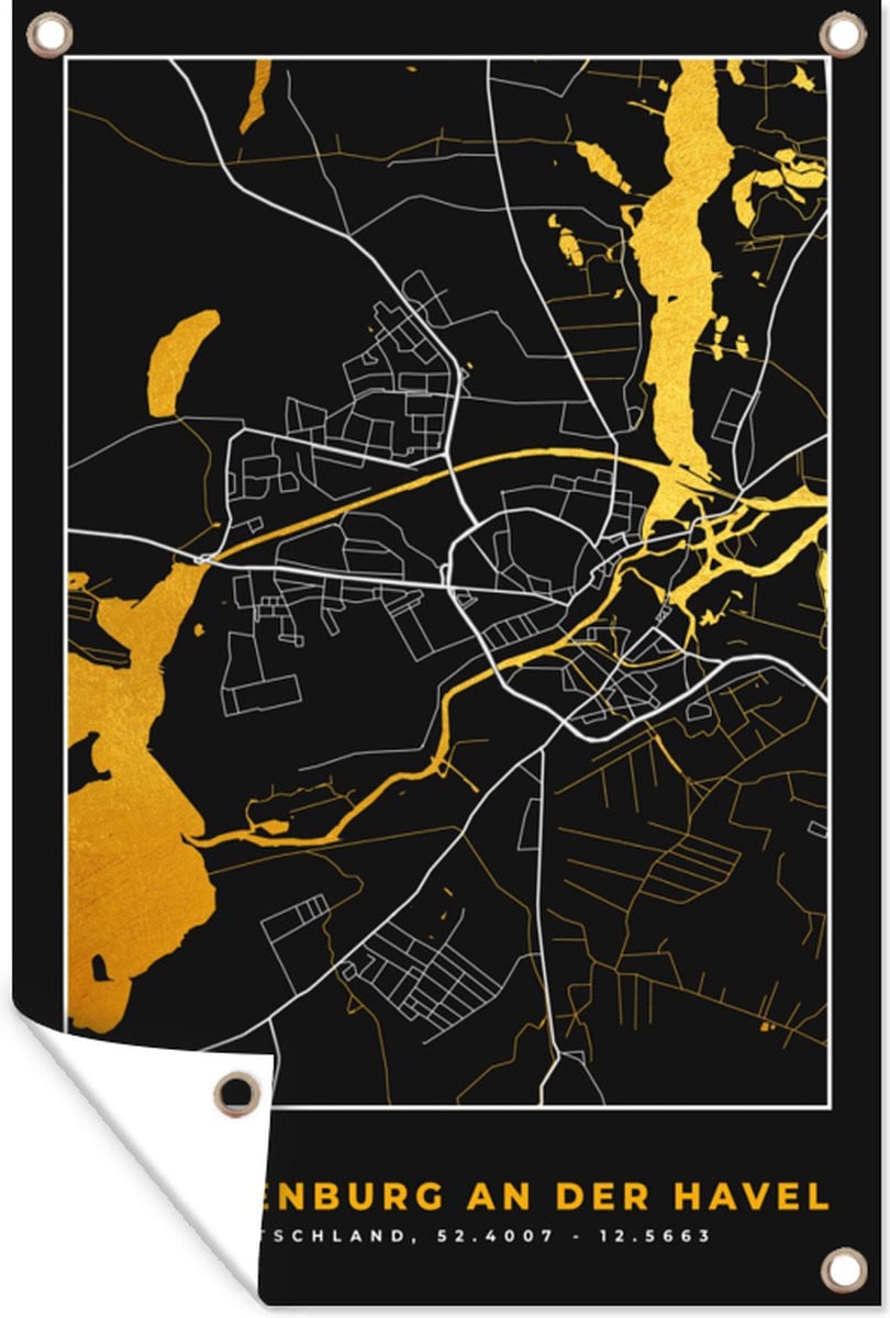GreatGardenPosters Tuindoek Brandenburg An Der Havel Stadskaart - Goud - 60 x 90 cm
