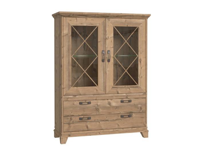 Newroom Vitrine Bramberg Fichte 120 cm Highboardvitrine Bramberg Fichte Modern Kommode Sideboard Wohnzimmer