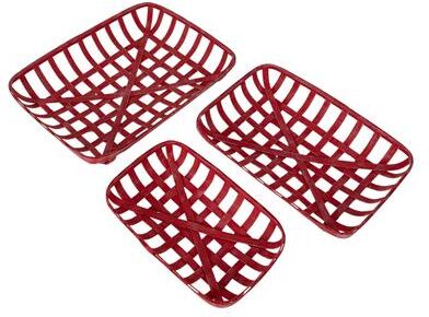 Storied Home Red Cork Wood Tobacco Baskets, Set of 3
