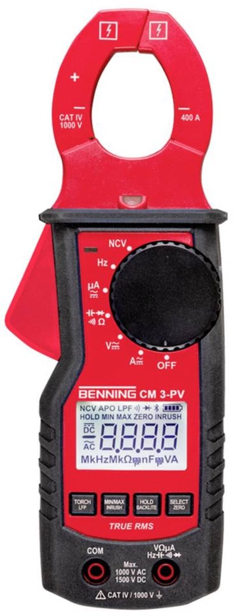 Benning CM 3-PV Stroomtang, Multimeter en netvoeding