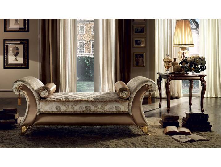 JVmoebel Chaiselongue Vintage Relaxsessel im Barock-Stil mit edlem Bezug in Beige, 1 Teile, Made in Europa