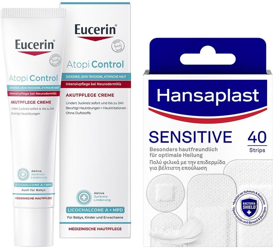 Eucerin Atopi Control Akutpflege & Hansaplast Sens. Pflaster 1Set