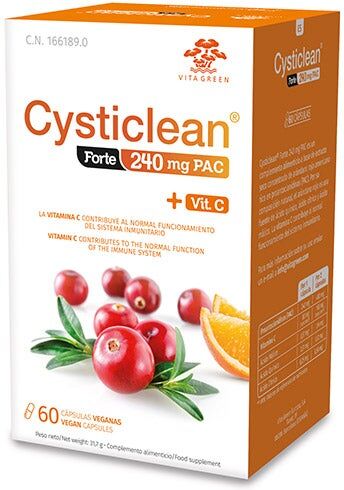 CYSTICLEAN Cápsulas Forte Con PAC, Vitamina C Y Arándano Rojo