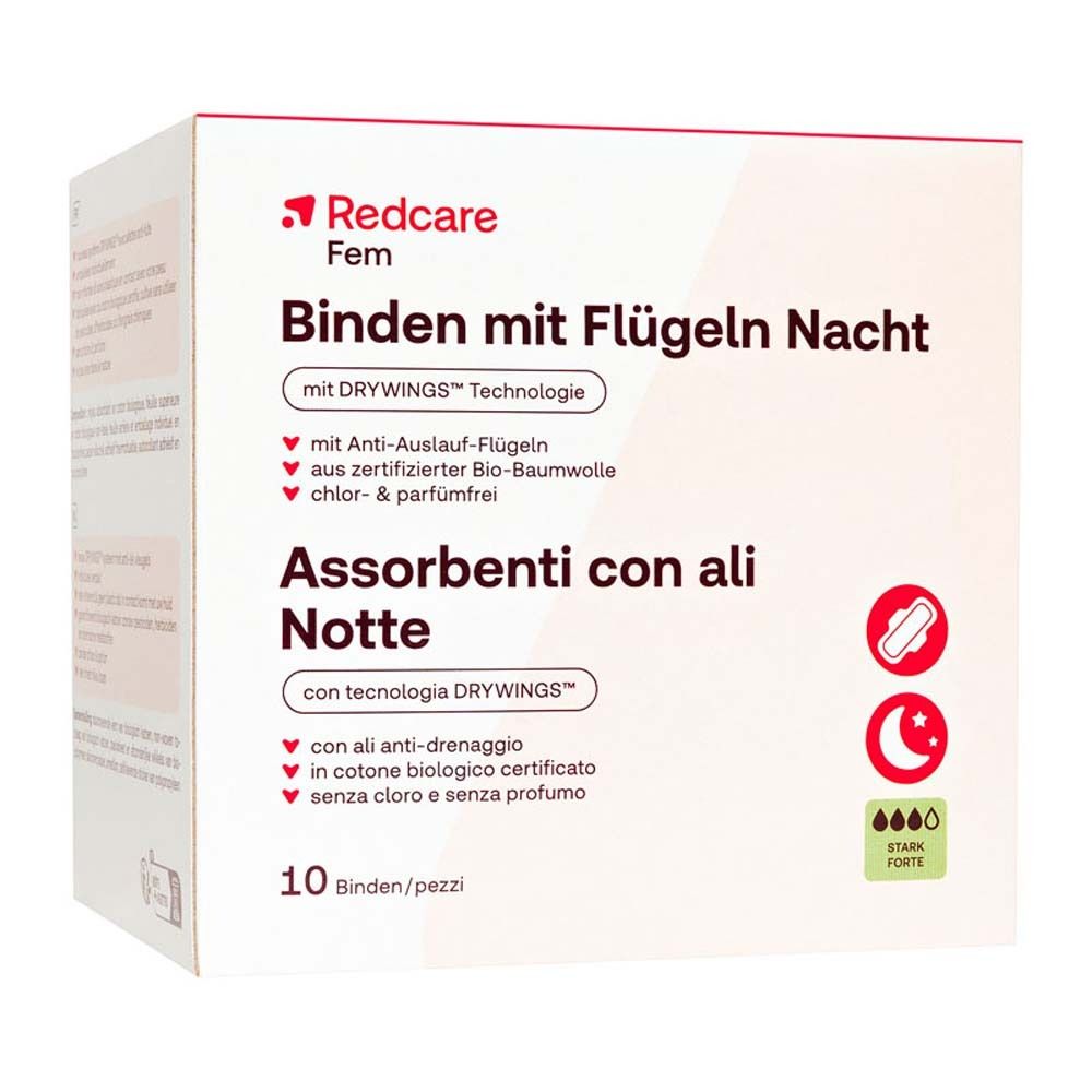 Redcare Ultra-Binden Nacht mit Flügeln 10 St Binden
