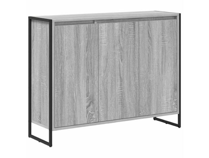 HKTMGDNG Seitenschrank mit 3 Türen Kommode Flur Grau Sonoma 96,5x30x75 cm Vielseitiges Möbelstück für Schlafzimmer und Essbereich, mit geschlossenen Fächern für eine saubere Raumatmosphäre.