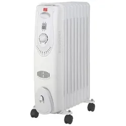 RS PRO Oil filled radiator 2kW 9 fin Euro, Heizkörper, Weiss